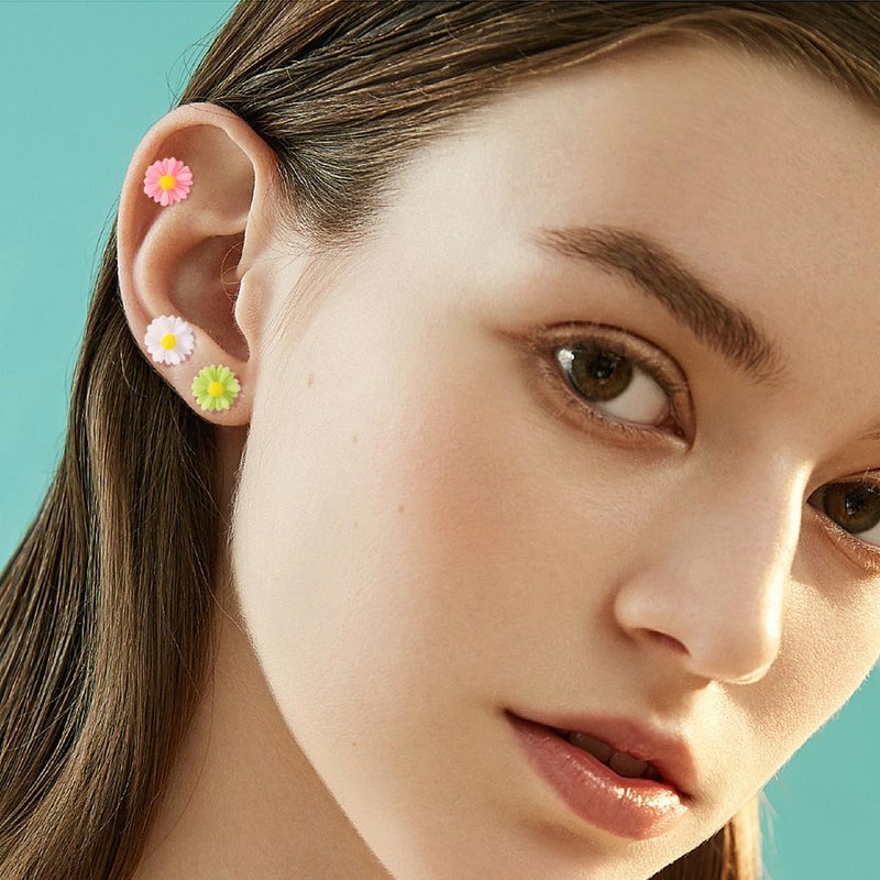 SYNLIN 30 Pairs Mini Screwback Earrings for Girls, Kids & Family – Flat Back Acrylic Earring with Stainless Steel Posts | Assorted Cute Charms | Secure Fit for Daily Wear & Parties - Image 4